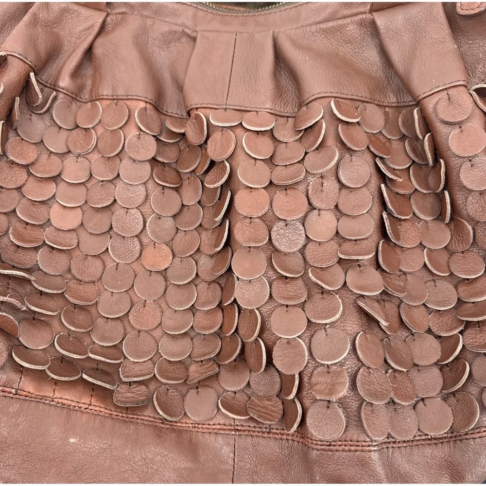 Boho Hippie Double Handle Brown Leather Large Bag‎